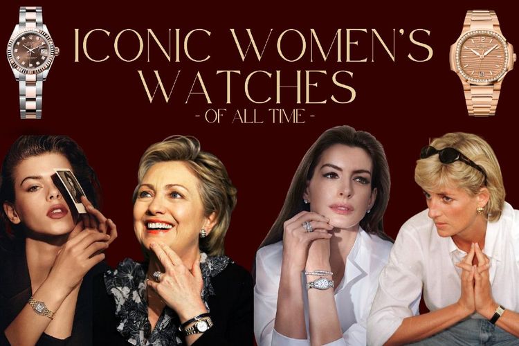 Hillary Clinton, Anne Hathaway, Princess Diana with rolex lady datejust and pink gold Patek Philippe Nautilus